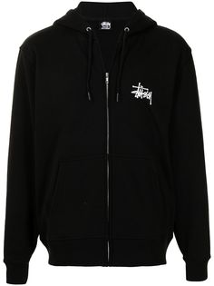 Stussy худи на молнии с вышитым логотипом