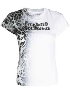 Ermanno Scervino футболка с леопардовым принтом и вышитым логотипом