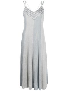 Emporio Armani платье с эффектом металлик и V-образным вырезом