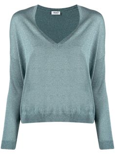 LIU JO джемпер с V-образным вырезом и эффектом металлик