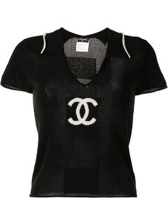 Chanel Pre-Owned кашемировый топ 2001-го года с логотипом CC