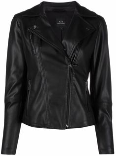 Armani Exchange байкерская куртка из искусственной кожи
