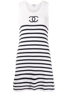 Chanel Pre-Owned полосатое платье-футболка без рукавов