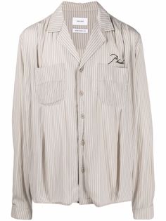 Rhude рубашка в тонкую полоску с вышитым логотипом