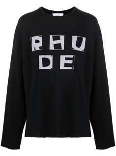 Rhude футболка с длинными рукавами и логотипом