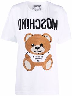 Moschino футболка с вышивкой Teddy