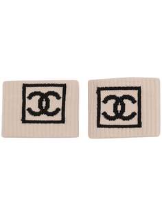 Chanel Pre-Owned напульсники в рубчик с логотипом CC