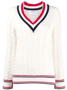 Thom Browne джемпер с V-образным вырезом и полосками RWB