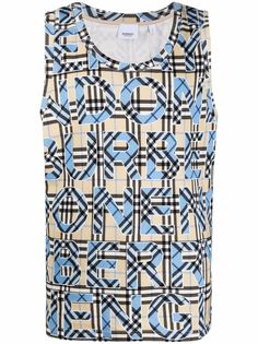 Burberry топ в клетку с логотипом