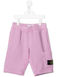 Stone Island Junior шорты с нашивкой-логотипом