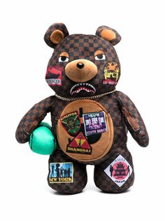 sprayground kid рюкзак в виде медведя с нашивками