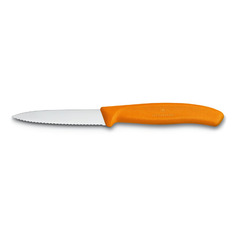 Нож кухонный Victorinox Swiss Classic, разделочный, для овощей, 80мм, заточка серрейтор, стальной, оранжевый [6.7636.l119]