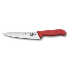 Нож кухонный Victorinox Fibrox, шеф, 190мм, заточка прямая, стальной, красный [5.2001.19]