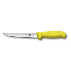 Нож кухонный Victorinox Fibrox, обвалочный, 150мм, заточка прямая, стальной, желтый [5.6008.15]