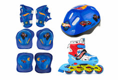 Спортивные товары Hot Wheels Коньки роликовые, PU колеса со светом, в комплекте с защитой и шлемом, XS (26-29)