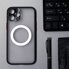 Чехол luazon для iphone 12 pro max, поддержка magsafe, с окантовкой, пластиковый, черный