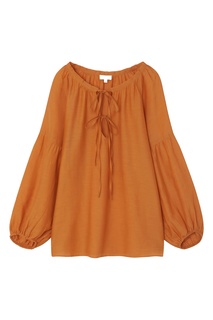 Свободная оранжевая блузка из хлопка и шелка Gerard Darel