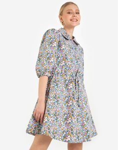 Приталенное платье с цветочным принтом Gloria Jeans