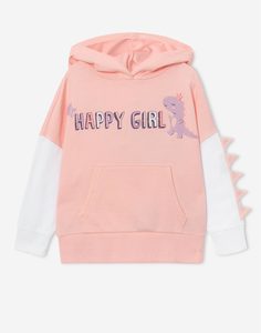 Розовое худи с принтом HAPPY GIRLS для девочки Gloria Jeans