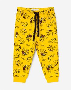 Жёлтые брюки-джоггеры с динозаврами для мальчика Gloria Jeans