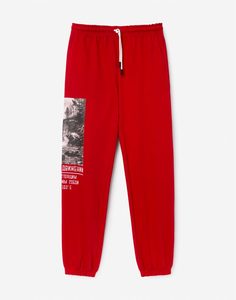 Красные спортивные брюки с принтом для мальчика Gloria Jeans