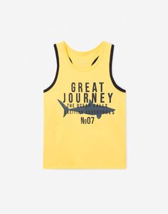 Жёлтая майка с принтом Great journey для мальчика Gloria Jeans