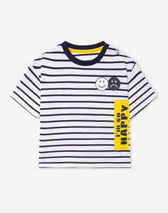 Синяя футболка oversize IM SO HAPPY для мальчика Gloria Jeans