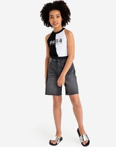 Серые джинсовые шорты Loose straight для девочки Gloria Jeans