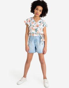Джинсовые шорты Bermudas с высокой талией для девочки Gloria Jeans