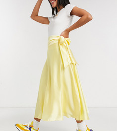 Желтая атласная юбка миди с завязкой Reclaimed Vintage Inspired-Желтый