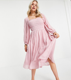 Розовое жаккардовое платье миди Y.A.S Petite-Розовый цвет