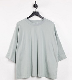 Oversize-футболка шалфейного цвета ASOS DESIGN Curve-Светло-бежевый