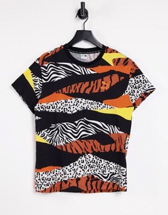 Футболка с логотипом и разноцветным звериным принтом Puma Classic AOP-Белый