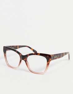 Женские очки в квадратной оправе со звериным принтом и прозрачными стеклами Quay After Hours-Коричневый цвет
