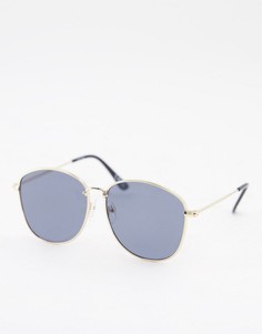 Квадратные солнцезащитные очки в металлической оправе с дымчатыми стеклами ASOS DESIGN-Золотистый