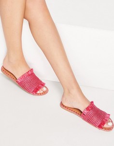Розовые мюли из плетеной рафии ASOS DESIGN-Розовый