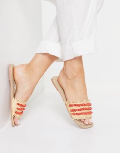 Мюли-эспадрильи из рафии с красными ракушками ASOS DESIGN Jump Start-Светло-бежевый