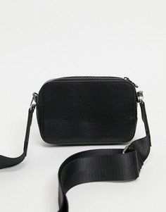 Черная прямоугольная сумка через плечо из искусственной кожи с тиснением под сафьян ASOS DESIGN-Черный