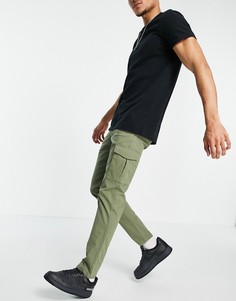 Зауженные брюки карго цвета хаки из эластичной ткани Jack & Jones Premium-Зеленый цвет