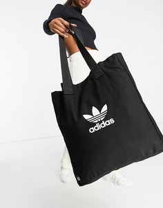 Черная парусиновая сумка-тоут с большим логотипом adidas Originals adicolor-Черный цвет