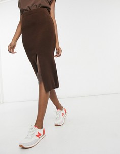 Темно-коричневая вязаная юбка Topshop-Коричневый цвет