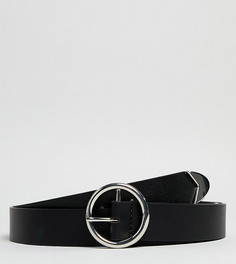 Черный ремень для джинсов с наконечником и круглой пряжкой ASOS DESIGN Curve-Черный цвет