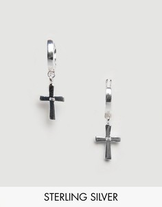 Серебряные серьги-кольца с подвесками-крестами ASOS DESIGN-Серебряный
