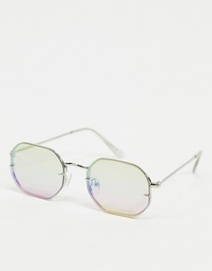 Квадратные солнцезащитные очки без оправы с розовыми стеклами ASOS DESIGN-Мульти