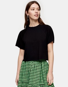 Укороченная футболка серого меланжевого цвета Topshop-Черный