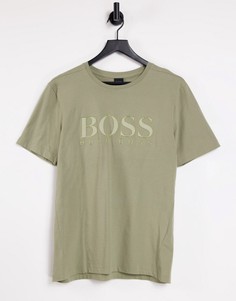 Футболка цвета хаки BOSS Athleisure Tee 5-Зеленый цвет