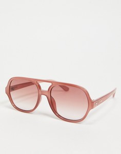 Солнцезащитные очки-авиаторы из переработанного пластика в оправе с надбровной планкой и пыльно-розовыми линзами ASOS DESIGN Recycled-Розовый цвет