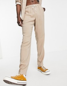 Бежевые штаны от пижамы узкого кроя с окантовкой на кармане ASOS DESIGN-Светло-бежевый