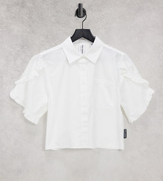 Хлопковая рубашка с оборками на рукавах COLLUSION-Белый