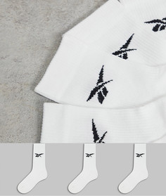 Набор из 3 пар белых носков с логотипом стандартной длины Reebok-Белый